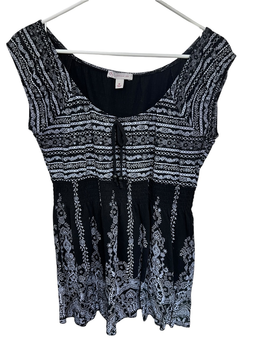Cb Established 1962 Black and White Printed Women's Top